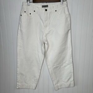 Eddie Bauer Jean 10 Capri White Wide Leg Denim 5-Pocket Crop Pant Classic Resort